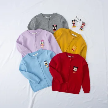 Cartoony Есенен Детски пуловер с Мики Маус за момичета и момчета, Възли пуловери с принтом, есенното яке принцеса-патица за малки момичета, палто
