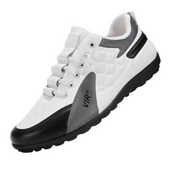 Модни ежедневни обувки за голф, за мъже, бели, зелени, мъжки модни маратонки за голф, устойчива на плъзгане обувки за голф играчи