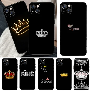 Калъф за телефон Queen King Crown за iPhone 11 12 13 14 15 Pro Max XR XS X 7 8 Plus 12 13 Mini SE 2020 Cover Shell