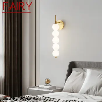 Страхотна Модерна Стъклена Лампа-Аплици LED 3 Цвята Творчески Месинг Злато, с монтиран на стената Лампа за Дома, Хол, Спалня, Декор