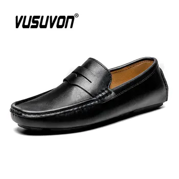 Модерен мъжки лоферы, модельная Ежедневни обувки на Сватба, Брандираната Черна кожа, Големи размери 38-45, Работни Обувки на плоска подметка