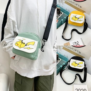 Дамски парусиновые чанта през рамо Pokemon Pikachu, дамски чанти през рамо със стил аниме Kawaii, мини-чанти-незабавни посланици, ежедневна чанта за пазаруване, подарък