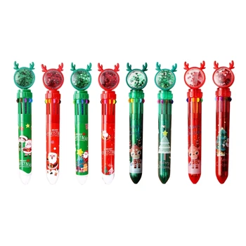 4 бр. Многоцветен химикалка писалка Коледна дръжка Прибиращ се многоцветен химикалка писалка за детска клас Награда за Коледен подарък