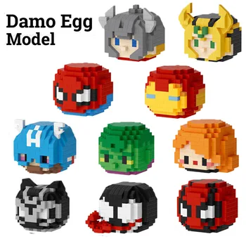 Серия супергерои Damo Egg Строителни блокове аниме Фигурка спайдърмен, Капитан Америка Изображение на Пъзели в събирането на Играчки блоковете Подаръци за деца