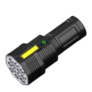 BORUiT 12LED COB Сверхяркий фенерче USB Акумулаторна светкавица Водоустойчив фенер за аварийно осветление за къмпинг Ловен фенер