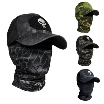 Военни Тактически Армейските бейзболни Шапки, Комплект маски за цялото лице, Камуфляжная бейзболна шапка с бродирани Черепа, бейзболна шапка за риболов на открито, Туризъм Шапка от Слънцето
