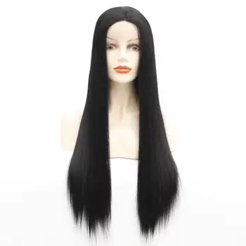 Жена перука Хелоуин Лейси мрежа за коса Черен Директен синтетичен костюм за cosplay