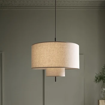 Креативен Окачен лампа Nordic Quiet Wind Прост и Съвременен стил Дневна Спалня Ресторант Хотел Окачен лампа от ленена тъкан