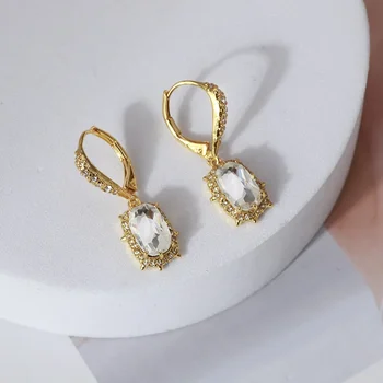 Европейските и американските бижута на едро, обеци инкрустирани блестящи диаманти с покритие за темпераментных дам