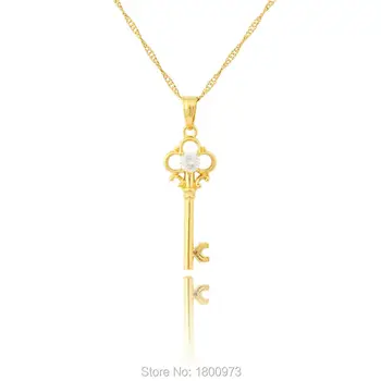 Adixyn Високо качество 18k Gold цвят Кристални висулки-ключове и колиета Класически Висулка Аллах За жени, мъже Безплатна доставка