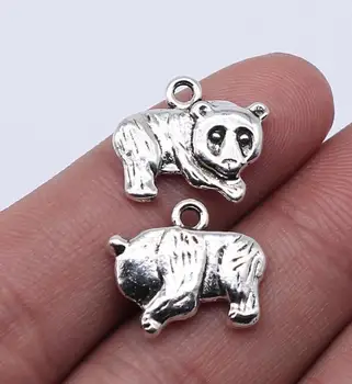 Окачване-панда от тибетския сплав сребро размер 10шт 13x17 мм за бижута със собствените си ръце
