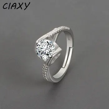 CIAXY Сребърни пръстени с микро-инкрустация Love Hollow Rings за жени с двойно скручивающимся кръст, класически модерни декорации