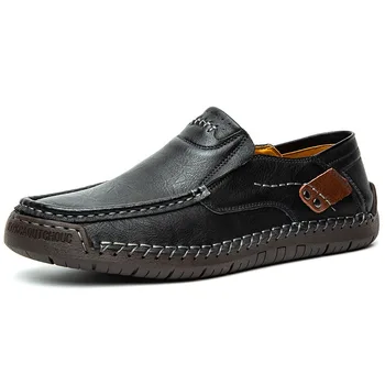 Ежедневни мъжки кожени обувки ръчна изработка на мека подметка, удобни спортни обувки, кожени обувки, ежедневни кожени обувки, обувки за шофиране, мъжки