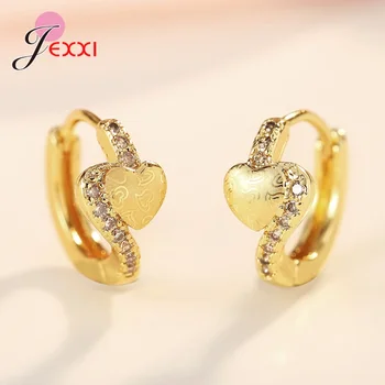 Минималистичные обеци-пръстени във формата на сърце сладък златист цвят за жени, циркониеви обеци-пиърсинг във формата на сърце за момичета, вечерни украса