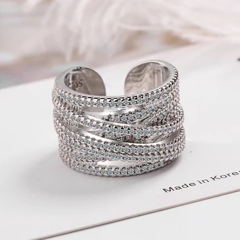 Елегантен пръстен с кубическим цирконием LUTAKU, пръстени с широк отвор За жени, Сватбени и Годежни пръстени с пълна цирконием, пръстени за пръстите, бижута, подаръци