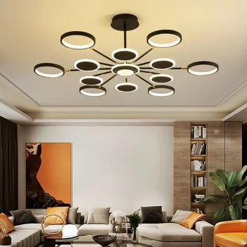 Полилей в стил постмодерното със златен и черен, светло, луксозно въртящата индивидуалност, креативна молекулярна лампа за дома в хола, в спалнята