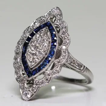 MFY Пръстен със сини камъни, За жени, за Сватба, годежни, пръстен с кристали, пръстен Bague Femme Luxury JewelryNew специални оферти магазин