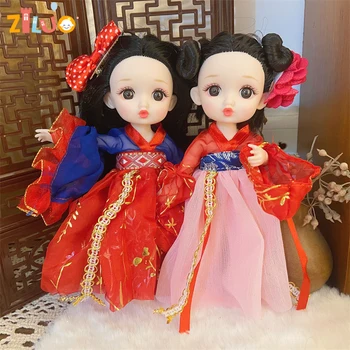 1/8 Кукли BJD за китайците, 16 см, Празнична облекло в червено стил, аксесоари, кукли за наряжания принцеси за момичета, Играчки, Подаръци за Нова Година