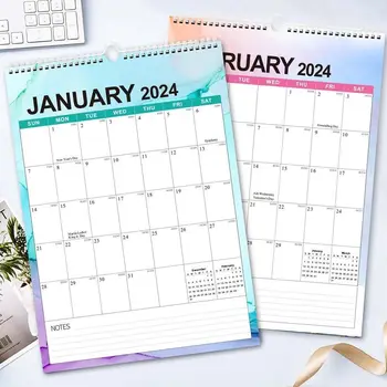 Дневник на 2024 година Стенен Календар На макарата Календар Организатор на дневния ред на Канцеларски материали, Офис Консумативи Английски Календар за 18 Месеца