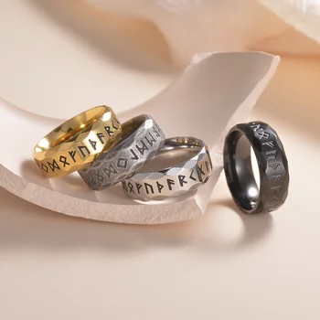 Винтажное пръстен от титанов стомана За мъже и жени, Няколко Бижута, Подаръци, Руни Викингите в стил пънк, Древните Букви, Пръстени Anillos Para Hombres