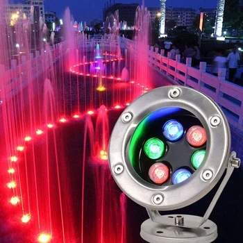 Led фонтан от неръждаема стомана с регулируем ъгъл на наклона IP68 AC 12V RGB, което променя цвета си, плаващ подводен лампа