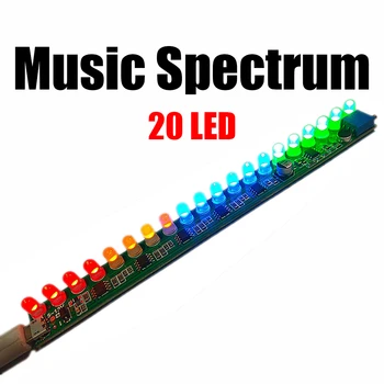 Моно led индикатор за ниво на звука dc 5-12 В, индикатор за музикални мелодии, м vu на звука, регулируема чувствителност, 20 светодиоди за USB-усилвател на мощност