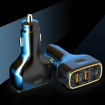 4 Порта супер-бързи зарядно устройство Леки адаптери за прикуривателей Зарядно устройство, USB Type C мощност 80 W за автомобилни аксесоари