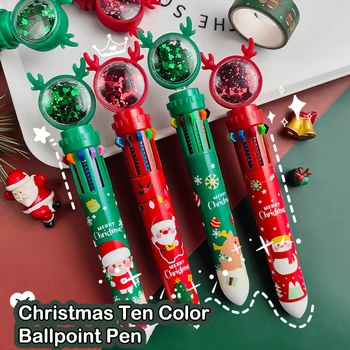 Гел химикалка Коледа Elk 10 цвята, скъпа химикалка писалка Kawaii, Боядисана дръжка за деца, ученически пишещи средства, канцеларски материали за офиса