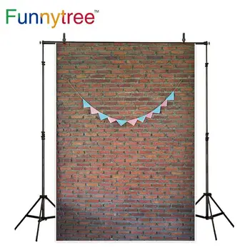Фонове Funnytree за фото студио, ретро флаг на тухлена стена, професионален фон за една фотосесия, фотобудка с принтом