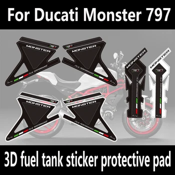 За Ducati Monster 797 Тампон На Резервоар на Мотоциклет 3D Стикери Стикери Комплект За Подаване на Газ, Течно гориво, Наколенника, Дръжки За Наколенника