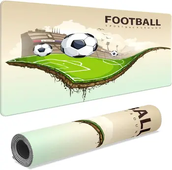 Креативен подложка за мишка за спортни игри на футболното игрище с неплъзгащи гумена основа 35,4 x 15,7 инча, зашити край, подложка за мишка за лаптоп