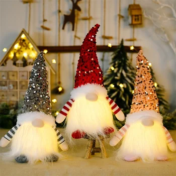 Коледен Гном Безлични Кукла LED Забавни Коледни Декорации За Дома Коледен Орнамент Коледа Навидад Натальный Подарък За Нова Година