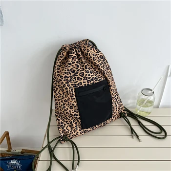 Дамски найлонова чанта с голям капацитет, чанти през рамо в леопардовом стил, еко чанти за пазаруване, просто ежедневни тъканно чанта-тоут, чанти и калъфи за книги за момичета