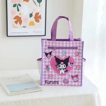 Мини чанта MINISO Hello Kitty Sanrio Kuromi Kawaii Мультяшная Сладко детска чанта за обяд, пакет за съхранение, за високо с Голям капацитет