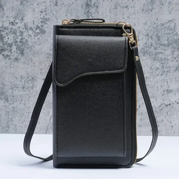 Просто нова мода однотонная чанта през рамо интернет-знаменитост, женствена чанта през рамо с голям капацитет, дълъг портфейл, чанта за мобилен телефон