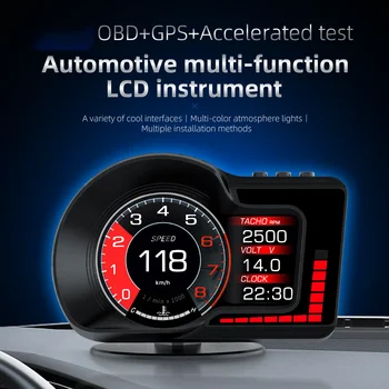 Главоболие, HUD дисплея на Автомобилния проектор за измерване на Скоростта на GPS OBD2 Централен дисплей OBD Универсален цифров автомобил скоростомер, Оборотомер Smart