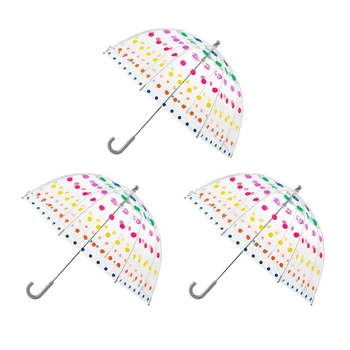 3X детски прозрачен чадър с мехурчета, мъжки и женски, детски чадъри, прозрачно модерен чадър с дълга дръжка