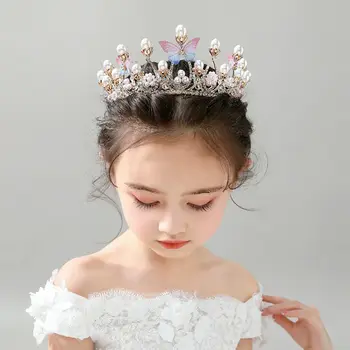 Елегантна Френска пеперуда, кристална перли, милото Детско украса за коса, прическа, Корейски панделка за коса, короната