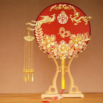 Декоративен коприна фен, сватбен фен, перла възел, сватбената Ретро цветя, ръчно изработени, Китайски вентилатор, снимки на бижута